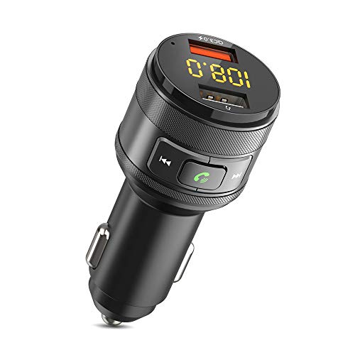 ZeaLife Bluetooth FM Transmitter, Auto Bluetooth Radio Adapter mit 2 USB Anschlüsse und Freisprecheinrichtung Car Kit, QC3.0 Wireless Auto Handy Adapter Musik, Unterstützt 64G USB Stick