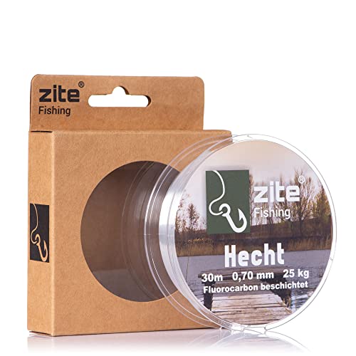 Zite Fishing Fluorocarbon Vorfach-Schnur Hecht-Angeln - Monofile Angelschnur Beschichtet 0,70mm - 30m Angelschnur zum Spinnfischen