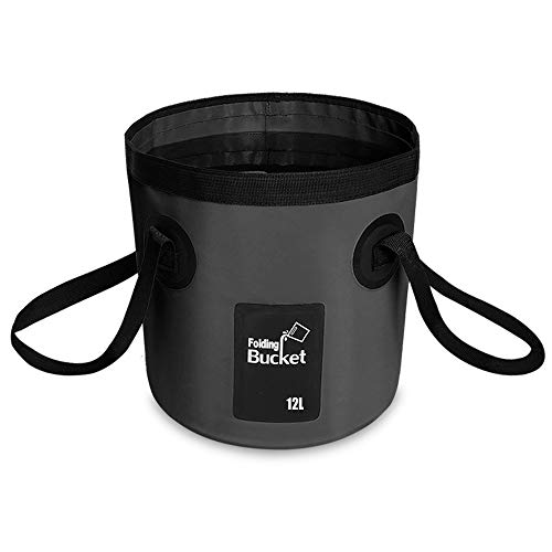YAVO-EU Faltbarer Klappeimer Zusammenklappbarer Eimer (12L) für Outdoor-Aktivitäten, Wandern, Angeln, Reisen, Schwarz für Camping, Garten (schwarz)