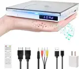 HDMI DVD Player für TV, Kompakter DVD Player HDMI mit Kopfhörer, eingebautem Lautsprecher und USB Anschluss, Region Free für NTSC/PAL Systeme, DVD Player mit HDMI RCA Kabel, Kopfhörer