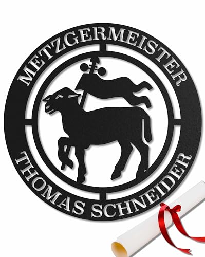 Zunftzeichen Metzger – Personalisiertes Metallschild, Hochwertige Wanddekoration, Traditionelles Fleischer-Symbol, Ideal für Metzgereien, Einzigartiges Geschenk für Fleischexperten