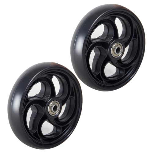 NSTVVEE 2 Stück 5/6/8 Zoll Ersatz-Vorderräder für Rollstühle, Rollatorrollen, Universalrolle, Vollgummireifenlager, 8 mm/1/4 Zoll ABS-Naben (Schwarz, 12 cm/5 Zoll)