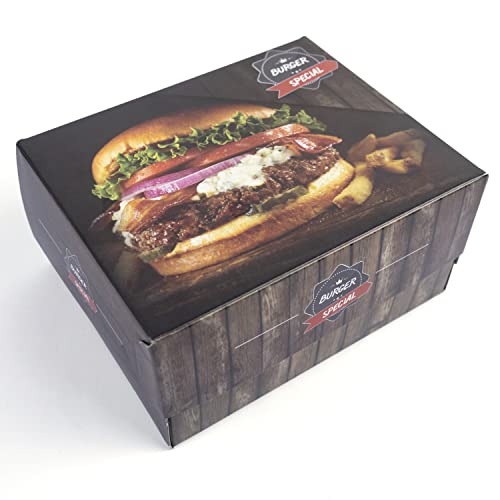 LuxuryPack Take Away Essensschachtel Kraftkarton mit Alu-beschichtung "Burger Box Luxury Special" 16x13x8cm 100 Stück 10 kg