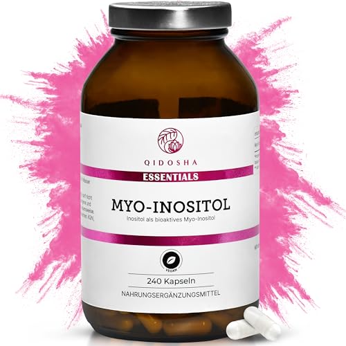 QIDOSHA® Myo-Inositol Kapseln hochdosiert, 240 Stk im Apothekerglas, Myo-Inositol 500mg je Kapsel, 1000mg je Tagesportion, vegan, deutsche Fertigung