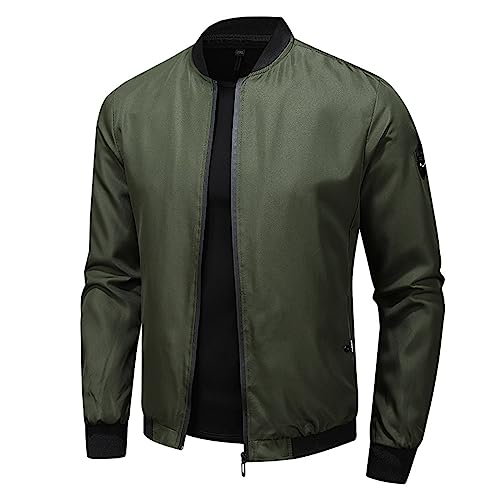 Caxndycing Herren Jacken Leichte Windbreaker Übergangsjacke Bomberjacke Frühling Herbst Fliegerjacke Stehkragen Baseball Blouson mit Reißverschlusstaschen