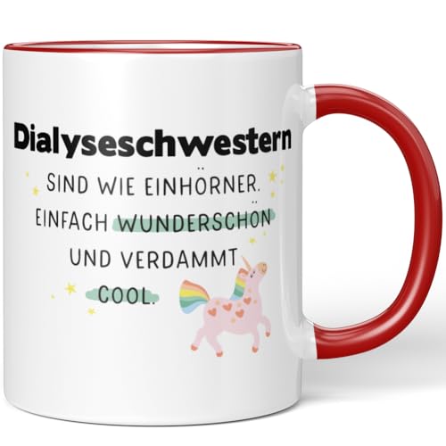 JUNIWORDS Tasse, Dialyseschwestern sind wie Einhörner. Einfach wunderschön und verdammt cool, Rot (7018427)