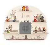 KIDSMOOD Toniebox Regal für Kinderzimmer, personalisiert mit Wunschnamen, Wandregal zur Aufbewahrung von Musikbox und Toniefiguren [50x40x17,5 cm]