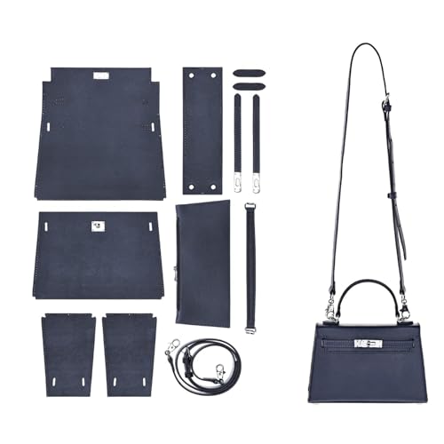 POPSEWING DIY-Taschen-Set, Designer-Tasche für Damen, DIY-Ledertaschen-Set, DIY Umhängetasche mit Nähset, DIY handgefertigtes Taschen-Set für Mutter, Freundin, Geburtstag, Weihnachten, Geschenk (blau)