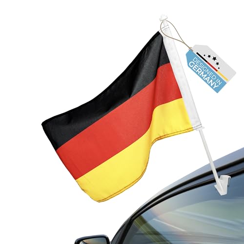 Premium Autofahne | Autoflagge | Autofensterfahne | Autofensterflagge | Fußball EM 2024 Fanartikel | Deutschland | Auto Fenster Flagge Fahne 45x30cm