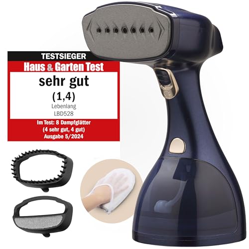 LEBENLANG Steamer Dampfglätter TESTSIEGER - 1500W & 300ml inkl. Bügelhandschuh & Aufsätze I Pro Dampfsteamer für Kleidung & Clothing I Dampfbügeleisen sream Steamers Dampfbügler Dampfgerät steamen