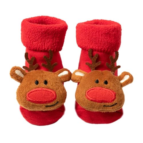 BOBORA Weihnachten Antirutsch Socken Neugeboren Baby Jungen Madchen Cartoon Baumwolle Socken Herbst Winter Socken für Kleinkind 0-3 Jahre