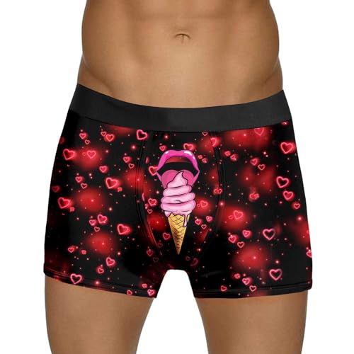 WKAYsIV Herren Unterhosen Gr. 7 im Valentinstag-Stil, rote Blase, besondere Liebesrose, mittlere Taille Herren Boxershorts Stretch (XXL)