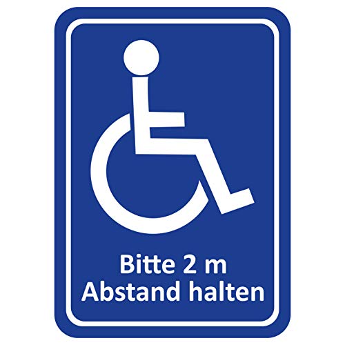Generisch Behinderten Aufkleber | Rollstuhlfahrer | 2m Abstand halten | Sticker | Autoaufkleber | Beförderung von Menschen mit Behinderungen | Rollstuhl | Rangierabstand