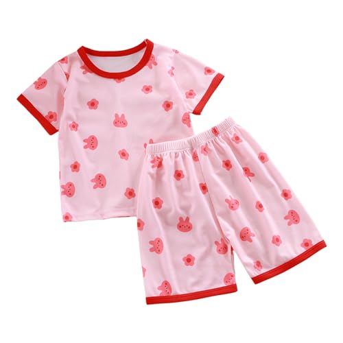 Schlafanzug Baby Mädchen 86 Baumwolle Sommer Nachtwäsche Kinder Zweiteiler Hausanzug Hot Rosa 2-Teiler Kaninchen Kurze Hose Und T-Shirt Pyjama Set Schlafanzüge Kurz Sleepwear Kids Boys