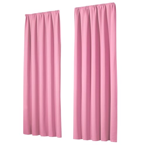 heimtexland Vorhang Blickdicht Thermovorhang Verdunklungsvorhänge 2er Set Kräuselband Deko Gardine isolierend Kälteschutz Sonnenschutz Ökotex Fensterdeko Typ139 Rosa HxB 245x135 cm