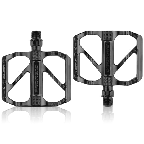 TNOMSNO Fahrradpedale Rennrad Pedale, Fahrradpedale mit reflektierenden Streifen mit DU Abgedichtete Läger & Große Auflagefläche, 9/16Zoll Gewinde Fahrradpedale für MTB Rennrad Stadtrad