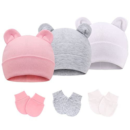 DRESHOW Neugeborenes Baby Mütze Hut und Handschuhe Set Beanie Bekleidung Unisex Infant Hut Kindergarten Mütze Baby Jungen Mädchen 0-6 Monate