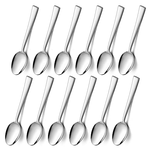 Kaffeelöffel, HaWare Edelstahl Teelöffel Dessertlöffel 12er Set, Kleiner Löffel für Zuhause, Restaurant, Küche, Glatte Kante & Hochglanzpoliert, Spülmaschinenfest (14cm, Silber)