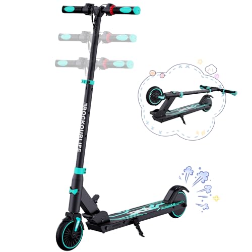 RCB R15 E-Scooter Kinder (8-12-16 Jahre) - bis zu 20 Km/h, Max. Reichweite 16Km, Elektroroller Faltbar für Kinder, Geschenk für Kinder und Jugendliche（Schwarz-Blau）