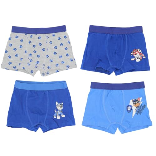 eplusm Paw Patrol Spiderman Jungen 4er Pack Boxershorts Unterhosen mit unterschiedlichen Motiven Underwears Kinder Unterhose 98-140 cm (DE/NL/SE/PL, Numerisch, 98, 104, Regular, Blau)