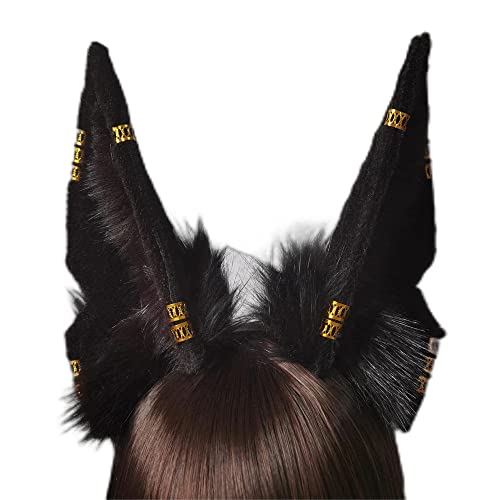 BUHIM Anubis Cosplay Schakal Wolf Ohren Damen Fuchs Ohren Punk Stil Tier Cosplay Ohren (Kette schwarz)