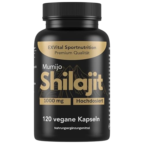Mumijo Shilajit Kapseln, hochdosiert 1000mg pro Tagesdosis, das Original aus dem Himalaya, 120 Kapseln, vegan & laborgeprüft