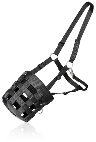 Equinate Fressbremse Grazeguard mit Polsterband Cob/Vollblut | Stufenlos Verstellbarer & ergonomischer Maulkorb für Pferde & Ponys | Reguliert die Futteraufnahme | Ideal für den täglichen Weidegang