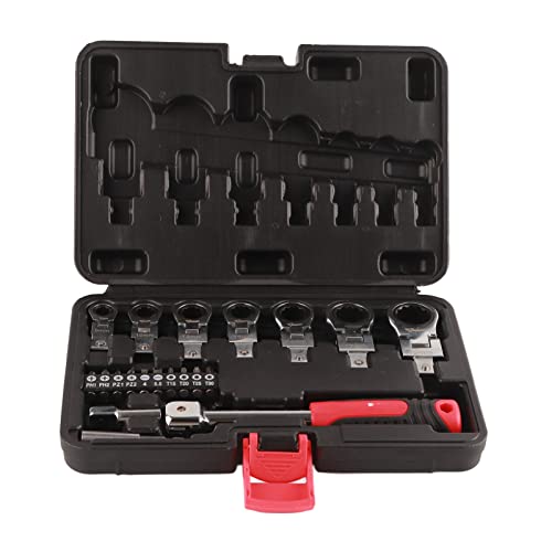 20 Pcs Ratchet Wrench Set | 180° Rotating Head & 72 - Tooth Ratchet | Car/Vehicle/Industrial Repair Kit | Chrome Alloy Steel