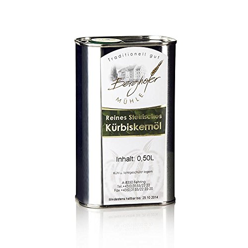 Kürbiskernöl aus der Steiermark, 100% rein, Berghofer-Mühle, 500 ml