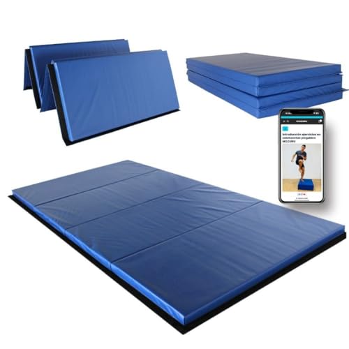 MOZURU Multifunktionell hopfällbar madrass (Gymnastik, Yoga, Aerobics, Övningar, Barn 240 cm lång x 120 cm bred x 5 cm tjock, robust, Halkskydd