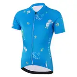 L SERVER Fahrradtrikot Kinder Jungen mit Tasche Mädchen Elastisch Radtrikot + Gepolsterte Shorts Atmungsaktiv Fahrradanzug, Astronaut (Jersey), M