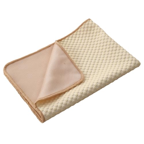 Xiyocadt Kühlmatte für Hunde Katzen, Kühlend Decke für Sommer, Selbstkühlend Haustiermatte, rutschfeste Komfortabel Kühlbett für Sofa, Kiste, Auto (Beige,L(80x60 cm, 12.5 kg oder weniger))