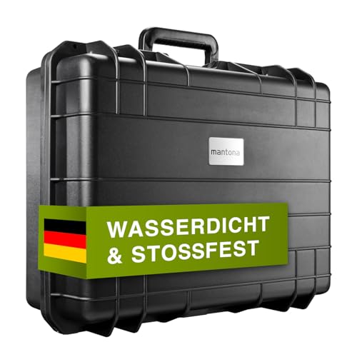 Mantona Outdoor Fotokoffer L - Wasserdichter Kamerakoffer 31L, staubdicht & stoßfest, großer Schutzkoffer inkl. Schaumstoffeinlagen, ideal für Kameras, Objektive & Zubehör (48.5x35.5x18cm)