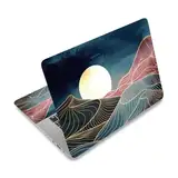 PLIGREAT Golden Sun Mountain Line Art Laptop Skin Sticker Aufkleber Aufkleber Universal Vinyl Wiederverwendbares Notebook Dekoratives DIY Aquarell Schutz Abdeckung Aufkleber für Laptop Netbook PC