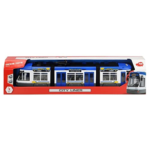 Dickie Toys 203749017 Toys City Liner, Straßenbahn, Spielzeug-Straßenbahn, Türen zum Öffnen, 2 verschiedene Ausführungen, rot oder blau, zufällige Auswahl, 46 cm