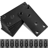 Gorffy 10 Stück Flachverbinder, 80 × 40 × 1.75mm Lochplatte Holzverbinder, Flachverbinder Edelstahl, Flachwinkel für Verbinder, Edelstahl Schwarz Verbindungsplatte