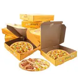 XiyaxiVici 12 Stück Pizzakartons Pizzaboxen Pizzaschachtel Pizzaverpackung 9in Kraftpapier Karton Pizza Muster für Backen Take Away Verpackung 23,5x23,5x4cm(Gelb)