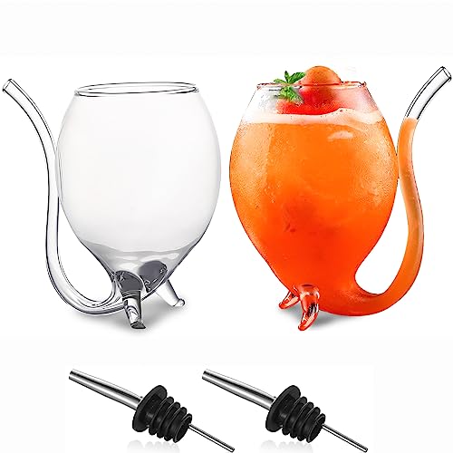 Weinglas/Trinkgläser, Vampir-Weinglas, Cocktail-Gläser, 360 ml, 2 Stück, große, kreative transparente Becher mit Trinkschlauch für Cocktail, Saft, Wein, Whiskey, Zuhause, Bar, Glaswaren, Geschenk
