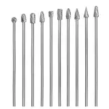 Treki 10 Stück 100mm Lang Hartmetall Frässtifte mit 3mm Schaft Wolframcarbid Fräser Fräsaufsatz für Akkuschrauber, Lang Hartmetallfräser Metallfräser Holzschnitzerei Bohrer Set für Holzarbeitung