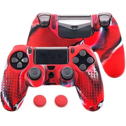 OcioDual Silikon Schutz Hülle Kompatibel mit PS4/Slim/PRO Drei Farben Rot Controller Cover Skin Case Protector AntiRutsch Gummi