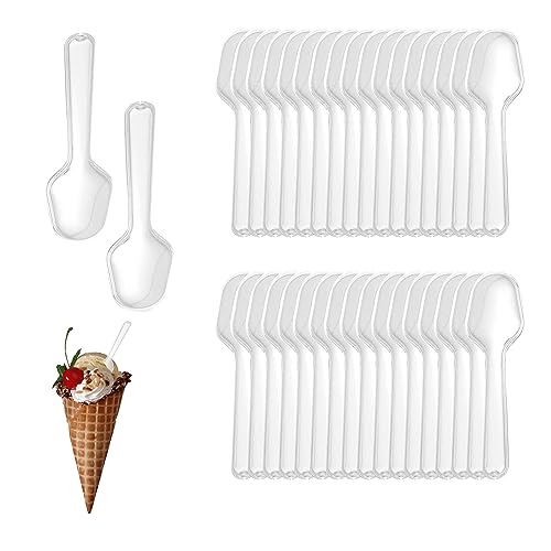 Plastiklöffel, Mini Clear Plastic Spoons, Klein Löffel Dessertlöffel, Strapazierfähige Kunststoff Dessertlöffel, Klein Wiederverwendbare Dessertlöffel für Dessert Pudding Mousse Party（60Stück）