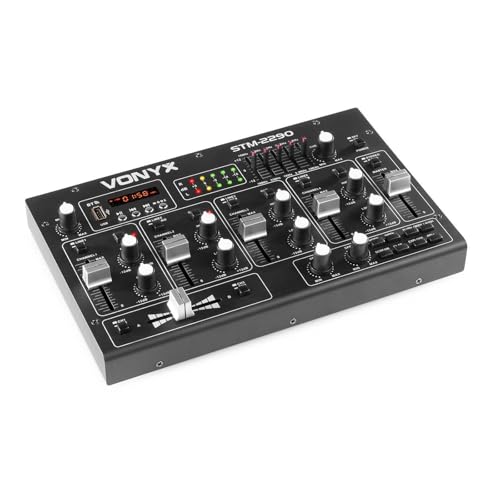 Vonyx STM2290 8-Kanal DJ Mischpult Bluetooth, DJ Mixer, Audio Mixer mit USB MP3 Player, Audio Mischpult mit Effekten, Mikrofonanschluss mit Talkoverfunktion, DJ, Musiker, Club, Bar, Gastro