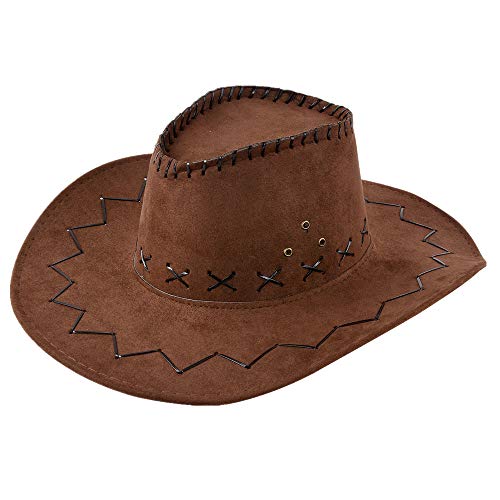 Miobo Cowboy Hut Western Cowgirl Hüte für Damen Herren Kinder (One Size, Braun für Erwachsene)