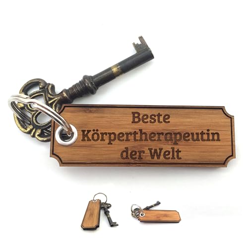 Mr. & Mrs. Panda Schlüsselanhänger Körpertherapeutin - Geschenk, Rente, Abschied, Holz Schlüsselanhänger, Geschenke, Ausbildung, Schenken, Gravur,