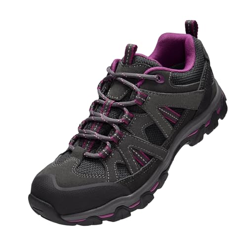 OutPro Wanderschuhe Damen, Leichte Atmungsaktive Outdoor-Sneaker für Trekking,Trail-Laufschuhe, rutschfeste, Wandern，Schwarz，39