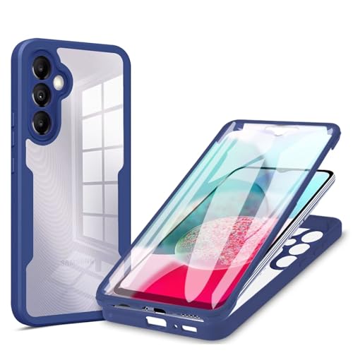 Rnrieyta Miagon 360 Grad Hülle für Samsung Galaxy A55 5G,Ganzkörper Schutzhülle mit Eingebauter Displayschutzfolie Full Body Silikon Case Durchsichtige Bumper,Blau