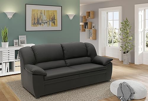 DOMO. collection Sofa Ambato, Leder 2, 5-Sitzer in klassischem Design, 2, 5er Couch in Leder-Optik, Kunstleder, Polster-Garnitur, 191 x 92 x 88 cm (BxTxH), schwarz