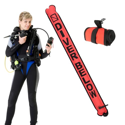 Kirdume Oberflächenmarkierungsboje Scuba,Dive Float,3,77 Fuß Tauchbojenausrüstung Sicherheitsausrüstung - 210D-Nylongewebe, TPU-Beschichtung, Tauchboje zum Schwimmen unter Wasser