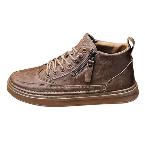 Freizeitschuhe Herren Sportlich Arbeitsschuhe mit Zip Sportschuhe Atmungsaktive Bequem Walkingschuhe Freizeit Fashion Straßenschuhen Stilvoll und Schön Schlupfschuhe Braun Wanderschuhe