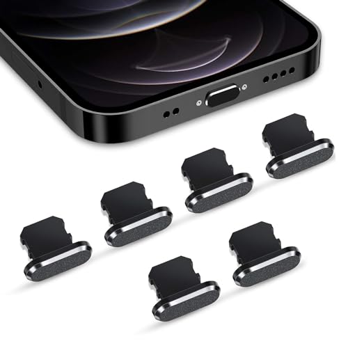 TERJBG 6 Stück Staubschutz Stöpsel für iPhone, Ladebuchse Schutz für iPhone, Schwarz Silikonclip Staubsteckerschutz Ladeanschluss mit iPhone 14 13 12 Mini Pro Max 11, X, XS, XR, 8, 7Plus